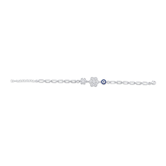 Turkeza | 925 Sterling Silver Evil Eye Snowflake CZ Turkish Bracelet