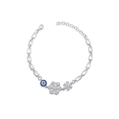 Turkeza | 925 Sterling Silver Evil Eye Snowflake CZ Turkish Bracelet