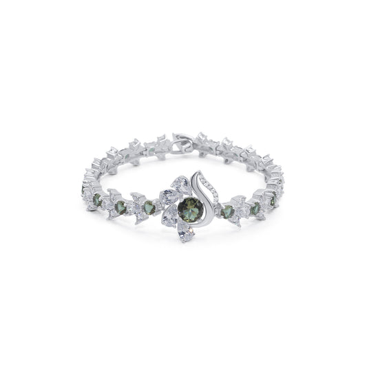 Turkeza | 925 Sterling Silver Flower Cubic Zirconia Zultanite Turkish Bracelet