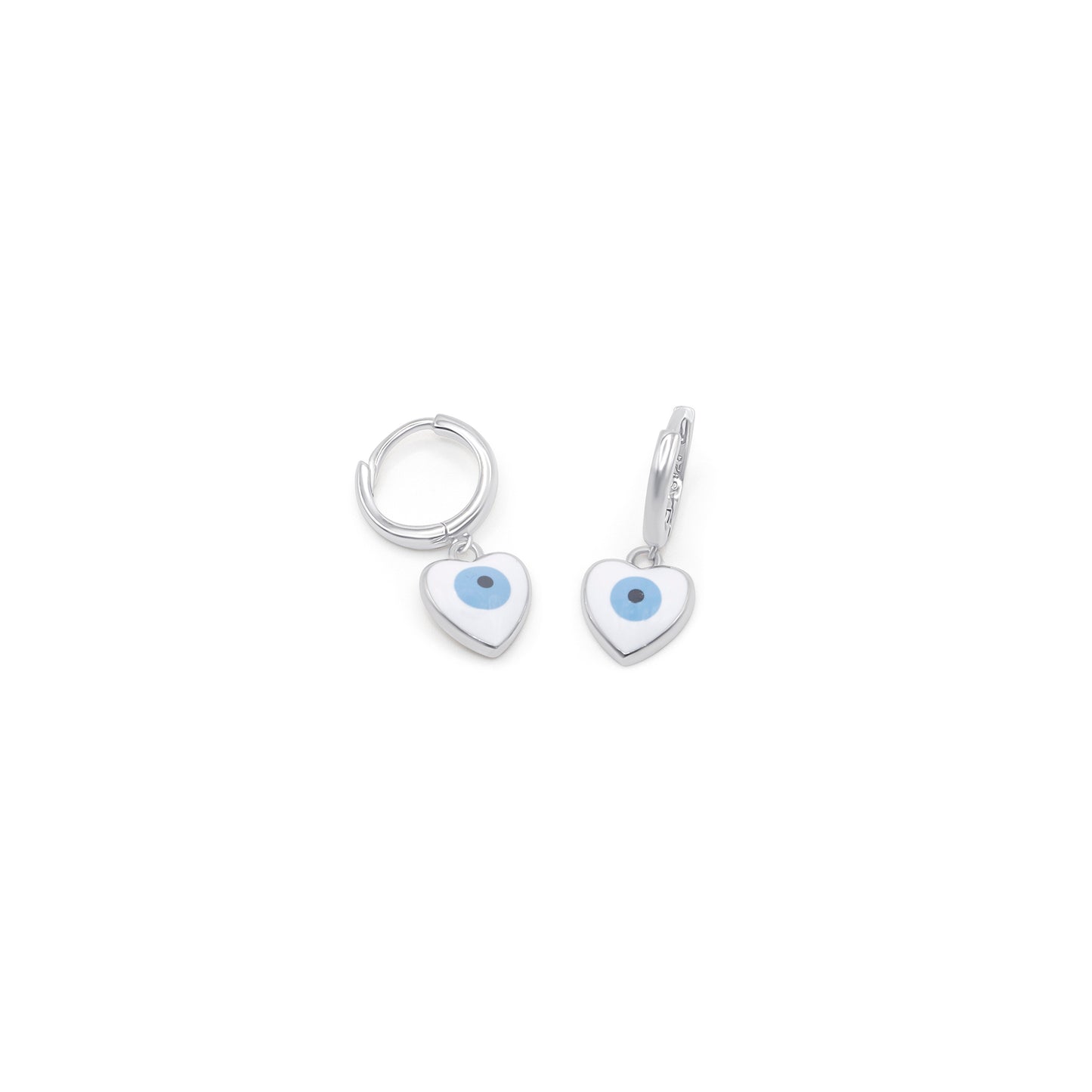 Turkeza | 925 Sterling Silver Heart Evil Eye Turkish Earrings