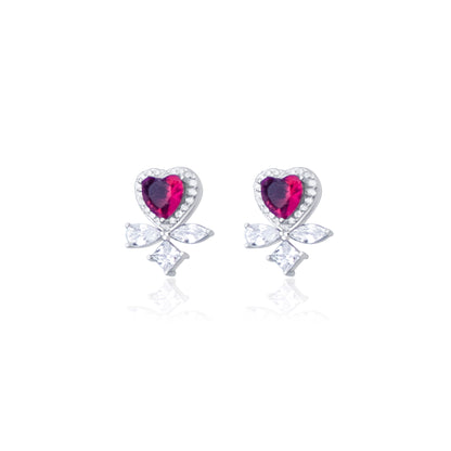 Turkeza | 925 Sterling Silver Heart with Baguette Earrings