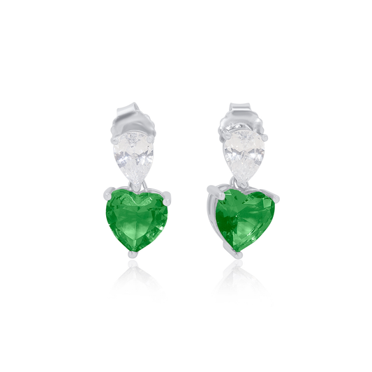 Turkeza | 925 Sterling Silver Heart with Cubic Zirconia Earring