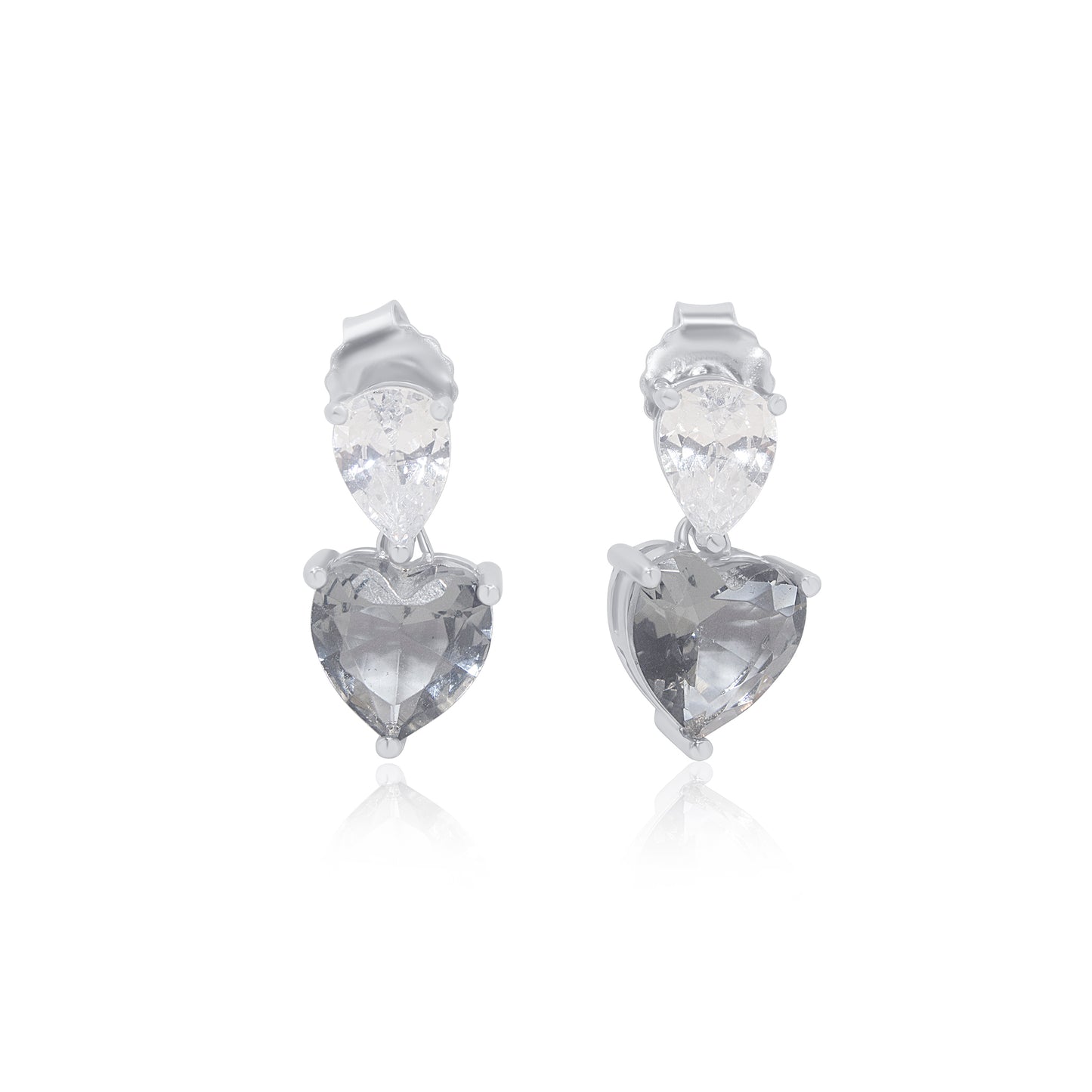 Turkeza | 925 Sterling Silver Heart with Cubic Zirconia Earring