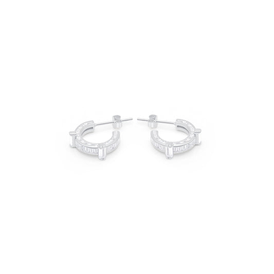 Turkeza | 925 Sterling Silver Hoop Cubic Zirconia Earrings