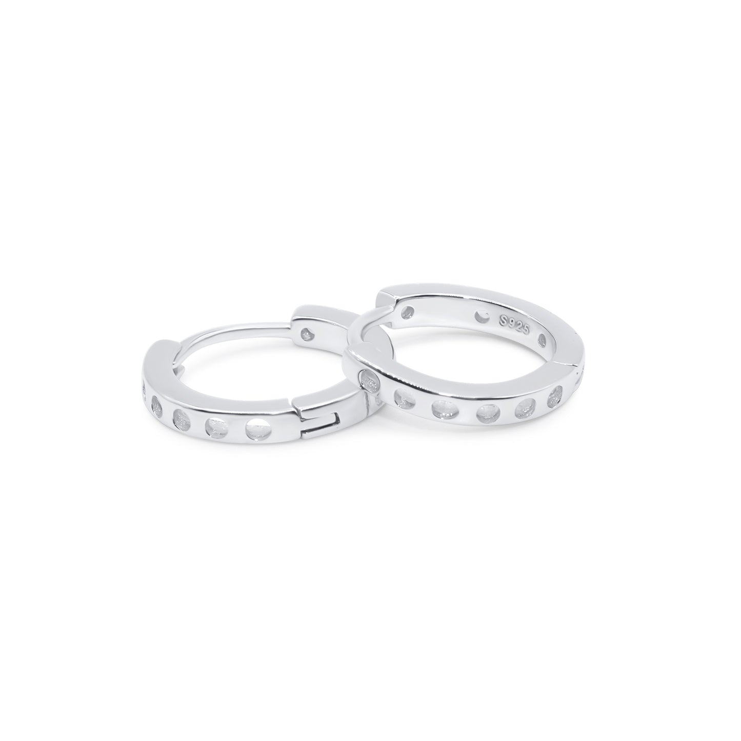 Turkeza | 925 Sterling Silver Hoop CZ Circular Pattern Earrings