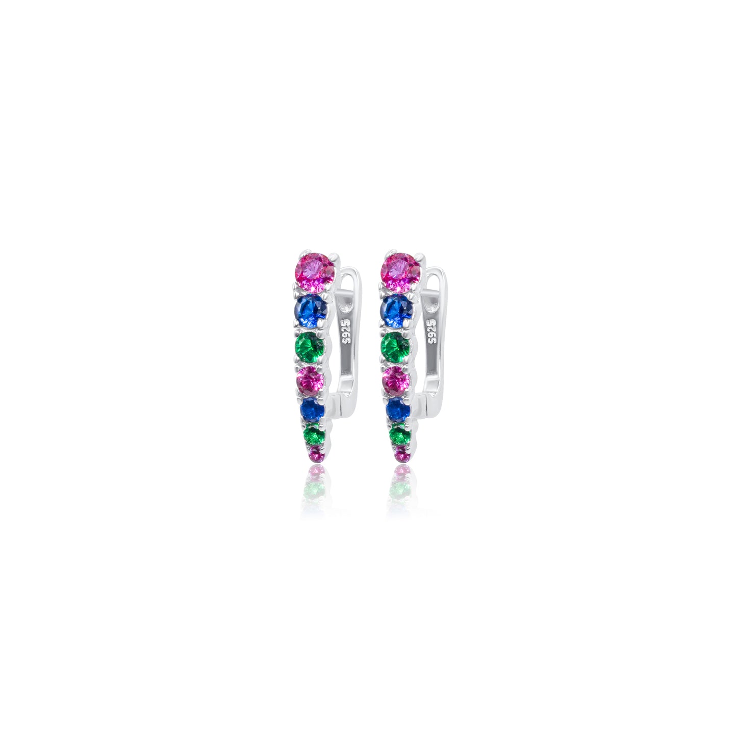 Turkeza | 925 Sterling Silver Hoop Huggy Colorful Turkish Earrings