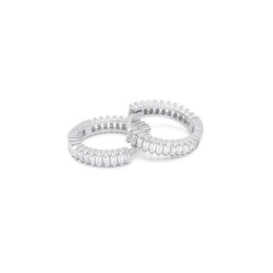 Turkeza | 925 Sterling Silver Hoop Pave Earrings