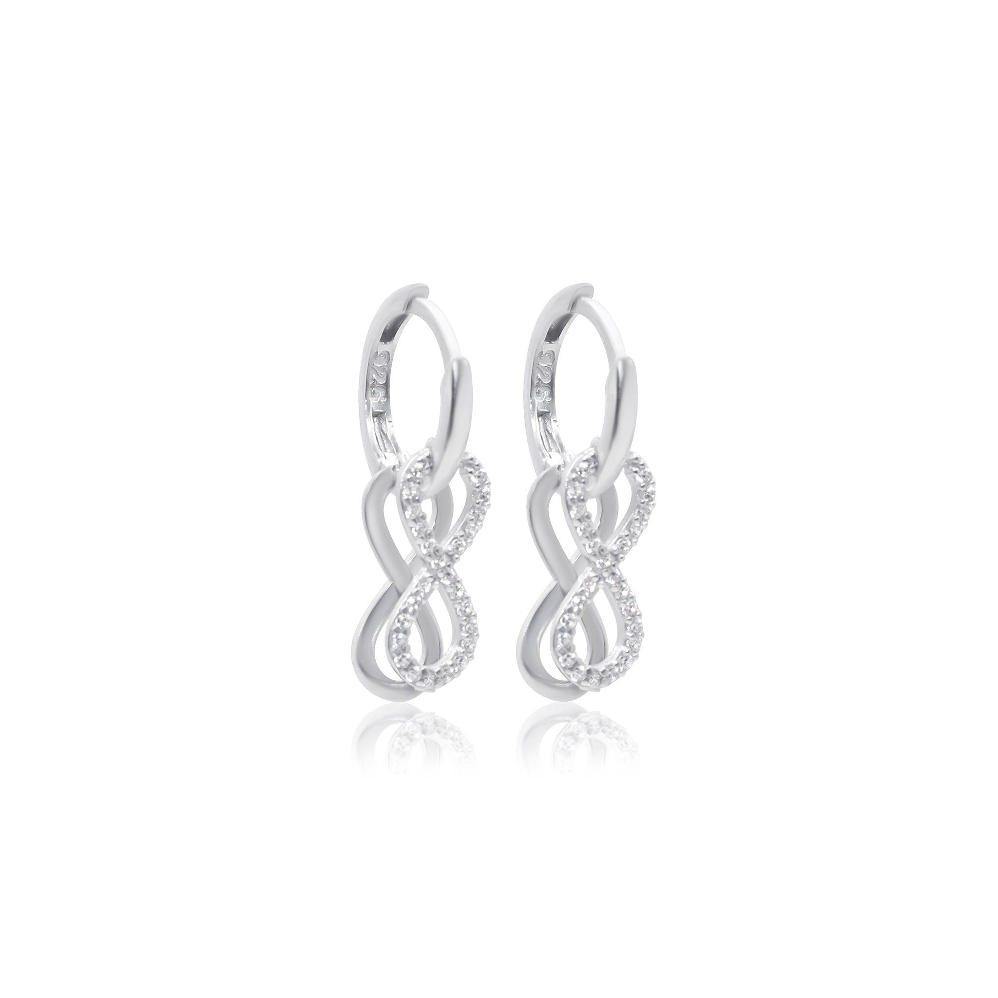 Silver drops, long earrings made store in silver and silver gold plated. Infinity earrings.