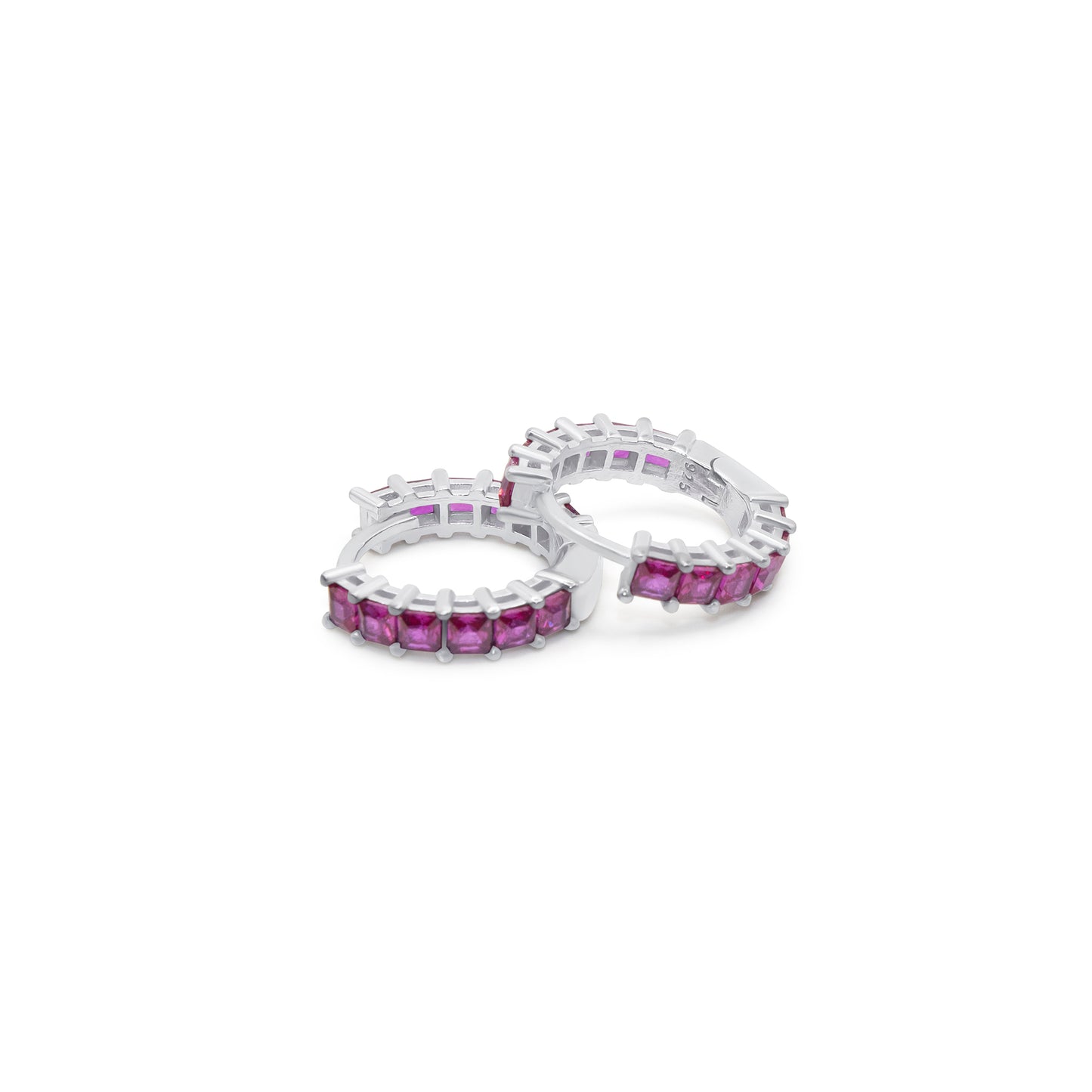 Turkeza | 925 Sterling Silver Large Pave Hoop Huggie Earrings