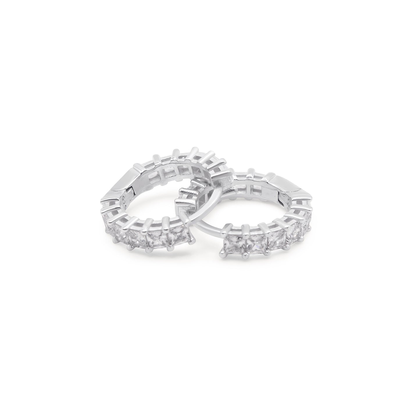 Turkeza | 925 Sterling Silver Large Pave Hoop Huggie Earrings