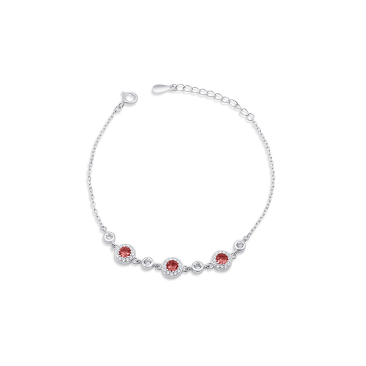 Turkeza | 925 Sterling Silver Oval Gems with Halo Cubic Zirconia Turkish Bracelet