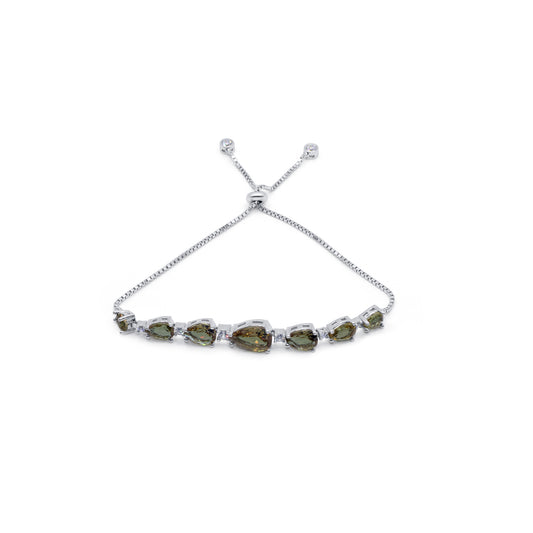 Turkeza | 925 Sterling Silver Pear Shaped Zultanite CZ Adjustable Bracelet