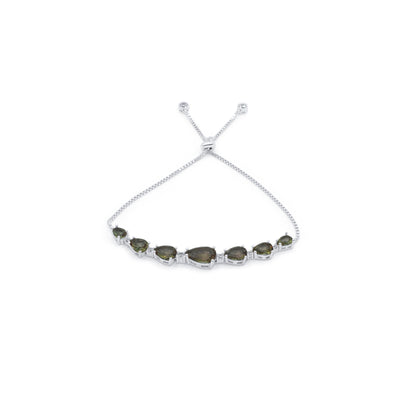 Turkeza | 925 Sterling Silver Pear Shaped Zultanite CZ Adjustable Bracelet