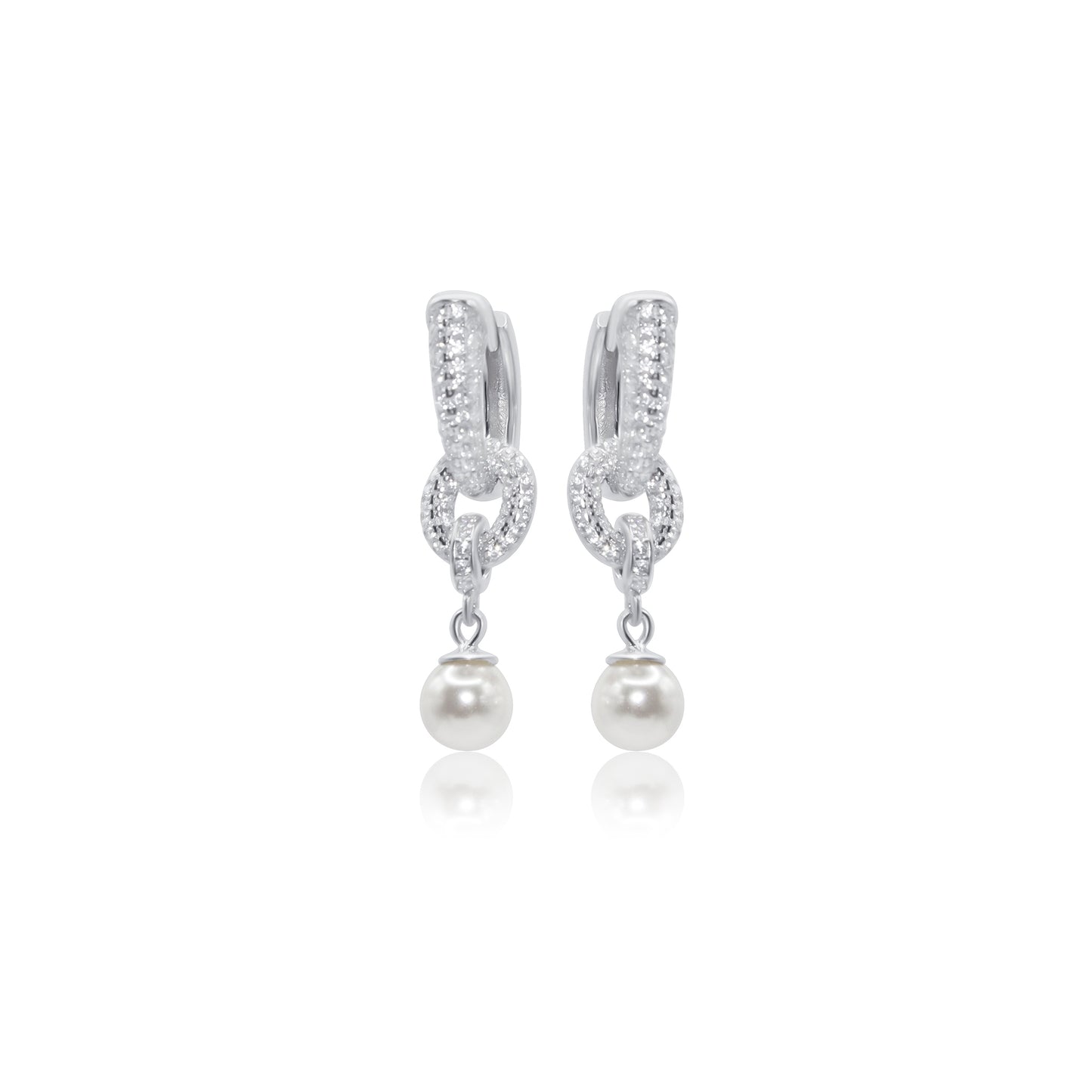 Turkeza | 925 Sterling Silver Pearl Hoop Drop Earrings