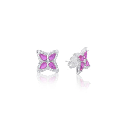 Turkeza | 925 Sterling Silver Princess Flower Stud Earrings