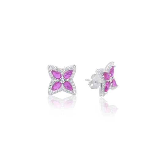 Turkeza | 925 Sterling Silver Princess Flower Stud Earrings