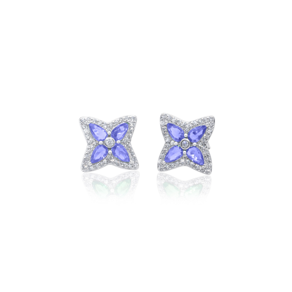 Turkeza | 925 Sterling Silver Princess Flower Stud Earrings