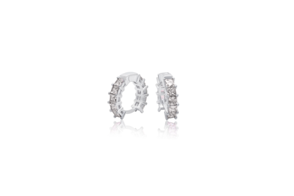 Turkeza | 925 Sterling Silver Rainbow Hoop CZ - Turkish Earring