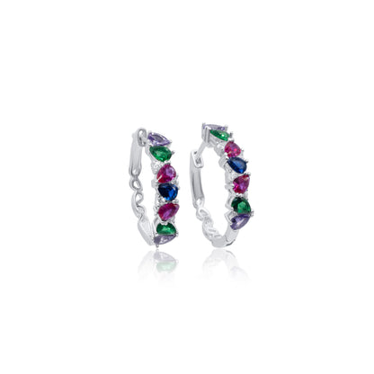 Turkeza | 925 Sterling Silver Rainbow Pear Pattern Earrings