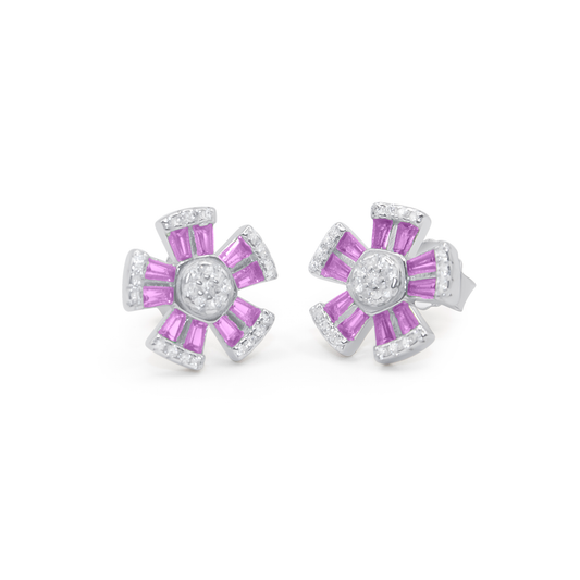 Turkeza | 925 Sterling Silver Turkish Flower Stud Earrings