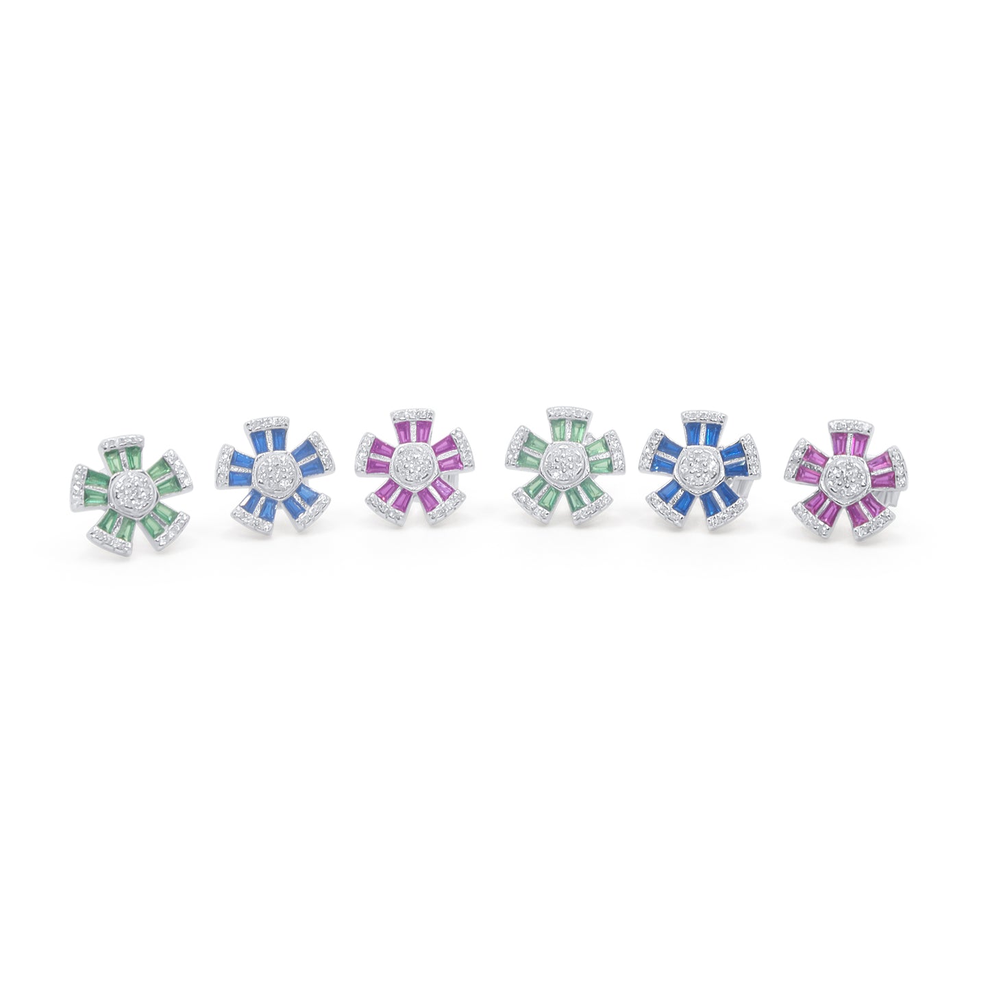 Turkeza | 925 Sterling Silver Turkish Flower Stud Earrings