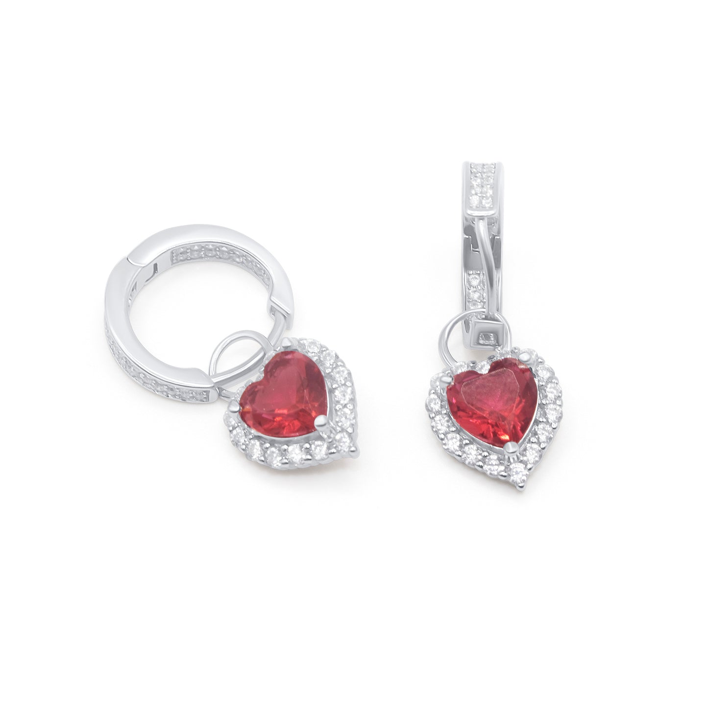 Turkeza | 925 Sterling Silver Turkish Heart Halo Cubic Zirconia Earring