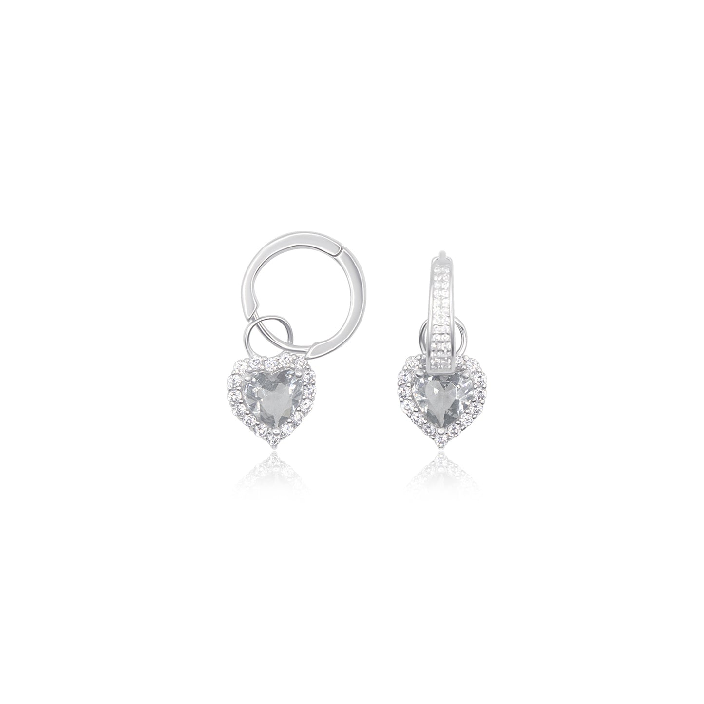 Turkeza | 925 Sterling Silver Turkish Heart Halo Cubic Zirconia Earring