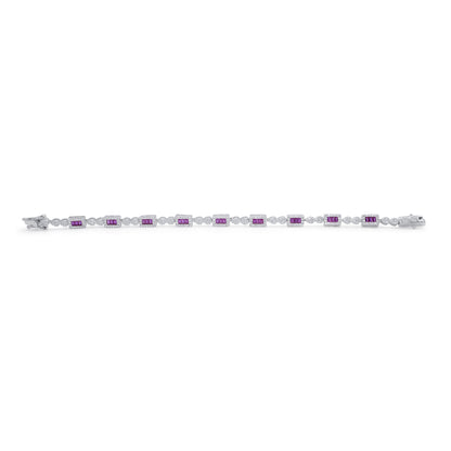 Turkeza | 925 Sterling Silver Turkish Ruby CZ Pattern Bracelet