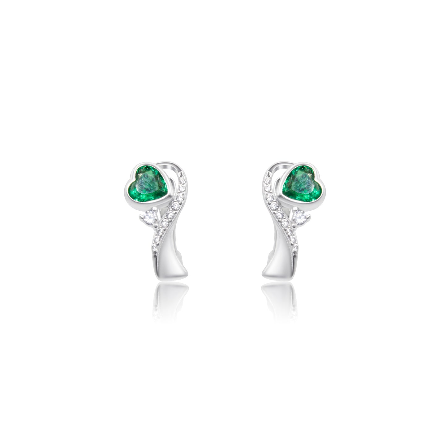 Turkeza | 925 Sterling Silver Twisted Heart CZ Earrings