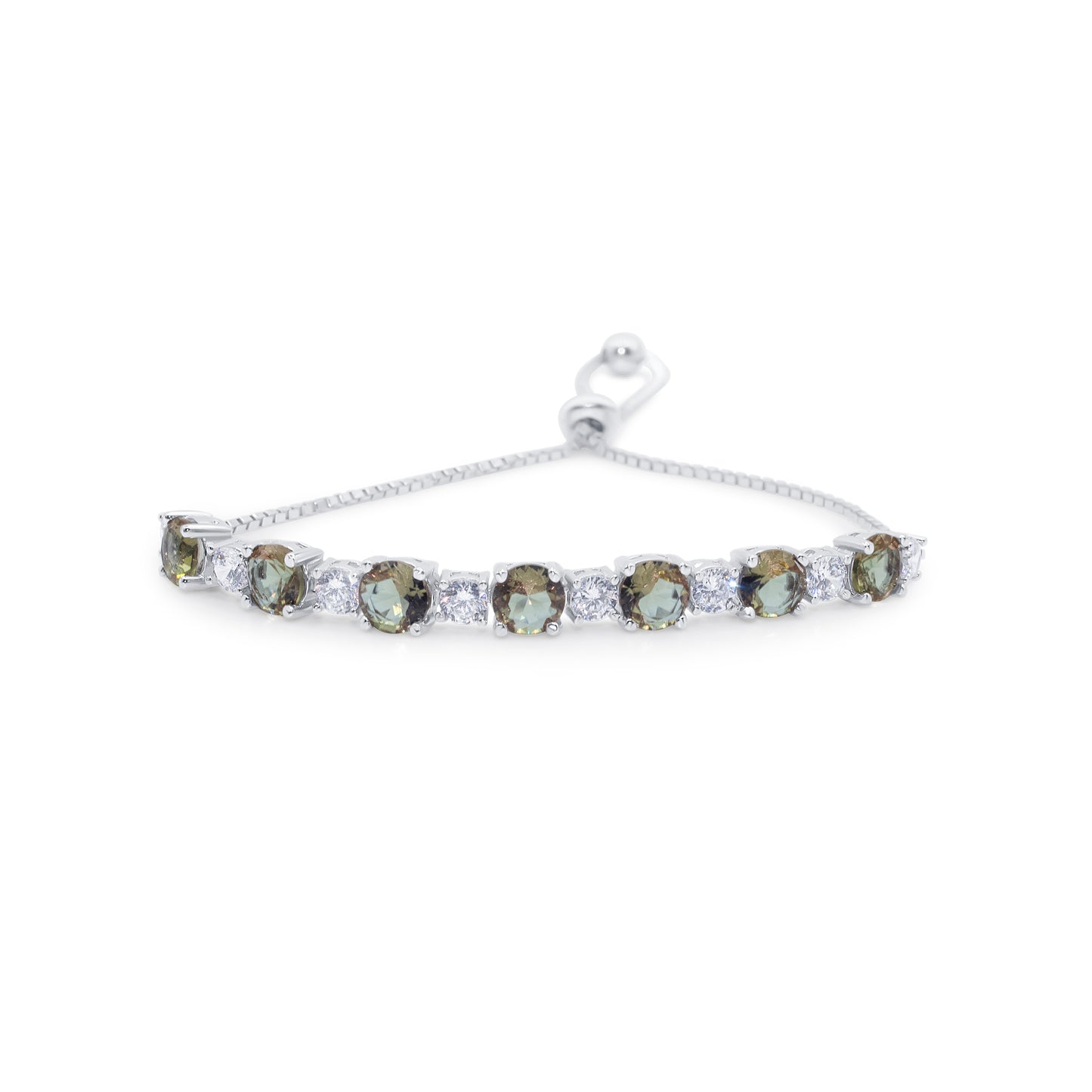 Turkeza | 925 Sterling Silver Zultanite Large Circular CZ Adjustable Bracelet