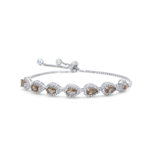 Turkeza | 925 Sterling Silver Zultanite Pear Halo CZ Shaped Turkish Bracelet