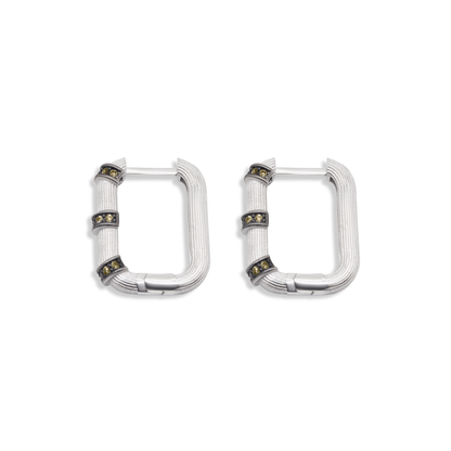 Turkeza | Sterling Rectangular Square Geometric Hoop Earrings