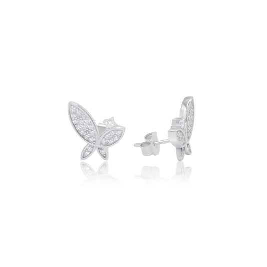 Turkeza | Sterling Silver Butterfly Stud CZ Earrings - Turkish Earrings