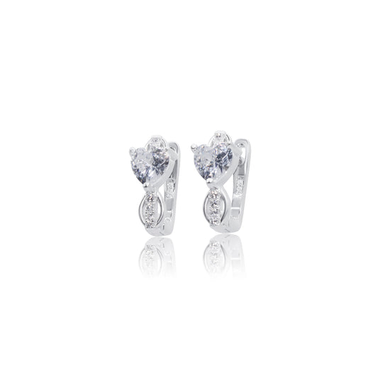 Turkeza | Sterling Silver Heart Hoop CZ Turkish Earring