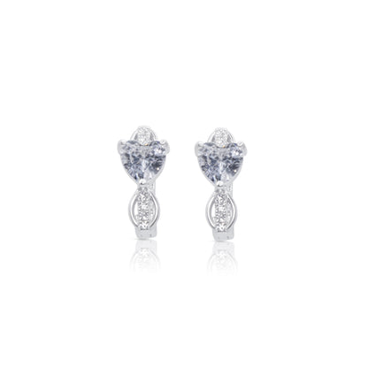 Turkeza | Sterling Silver Heart Hoop CZ Turkish Earring